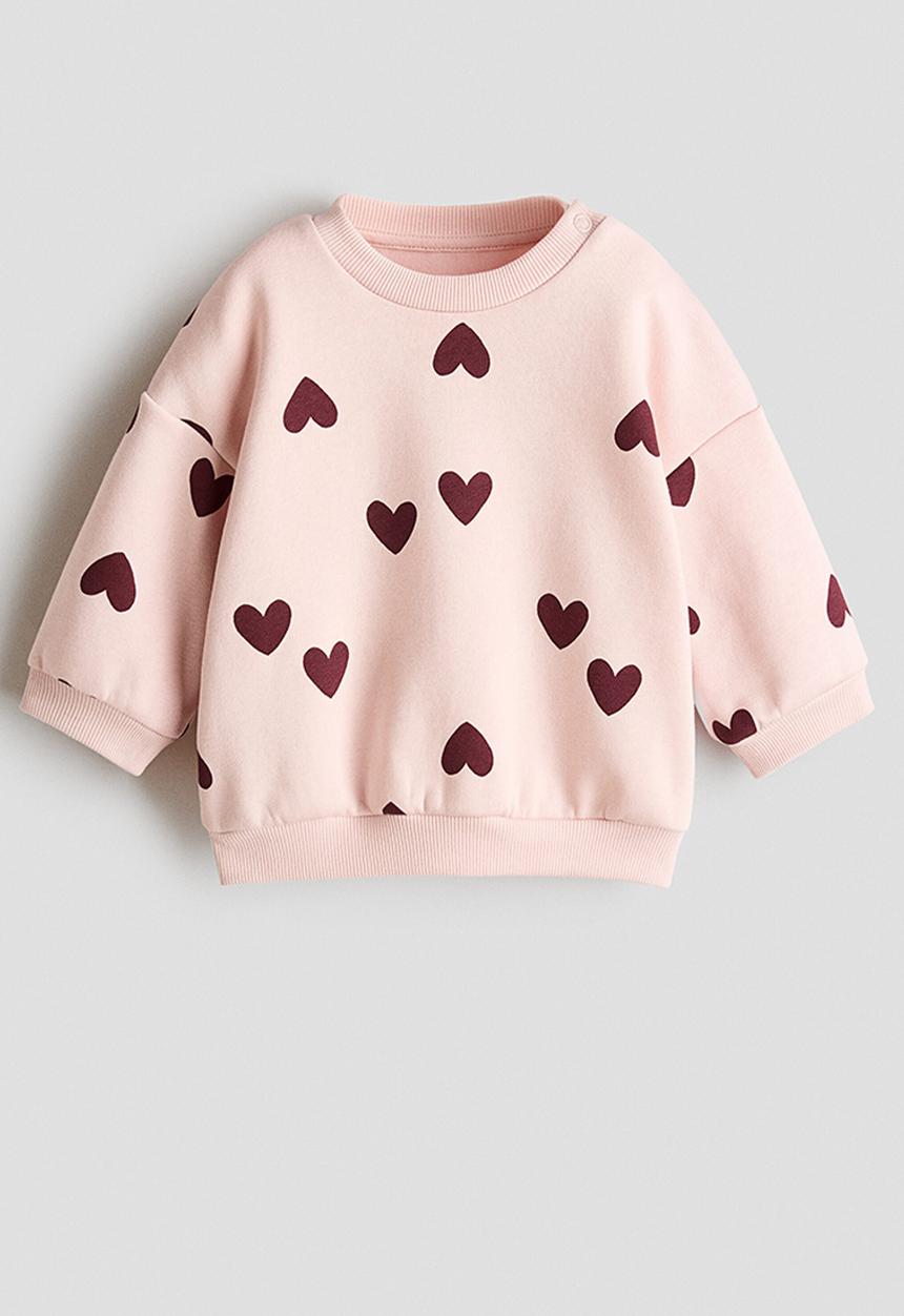 H&M - Printed sweatshirt - light dusty pink/hearts