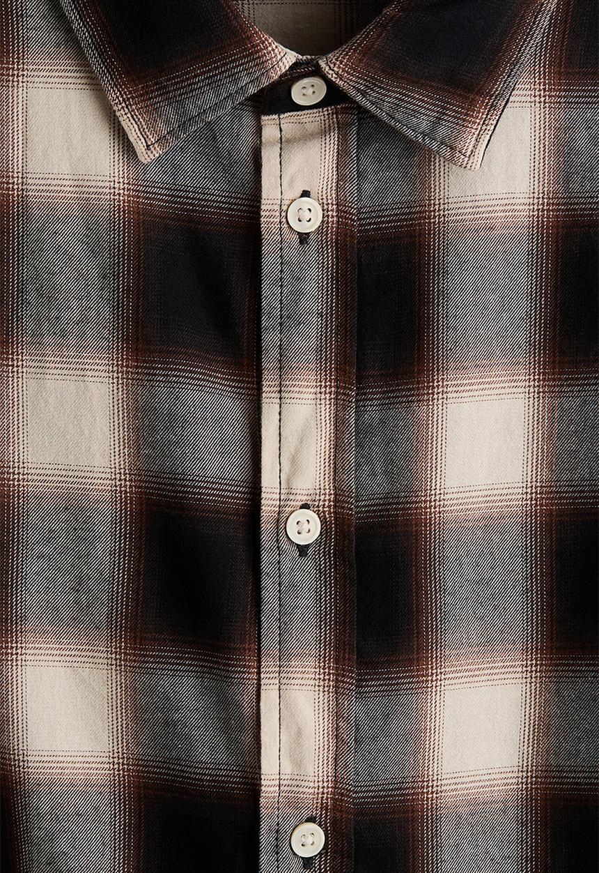 H&M - Relaxed fit flannel shirt - dark brown/checked