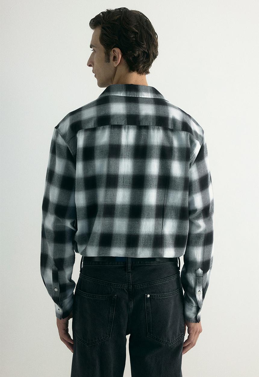 H&M - Relaxed fit flannel shirt - black/grey checked