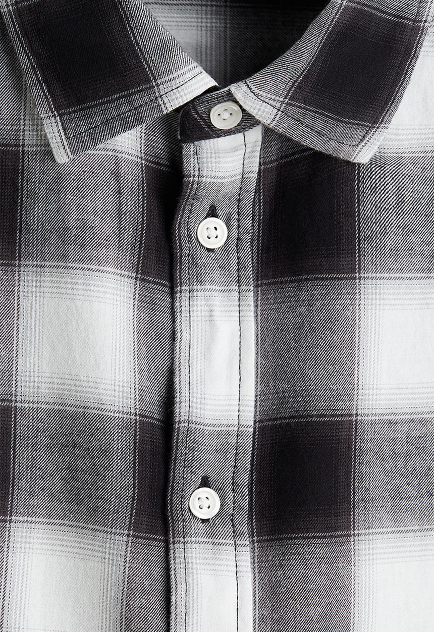 H&M - Relaxed fit flannel shirt - black/grey checked