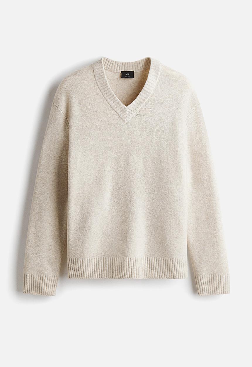 H&M - Regular fit knitted jumper - light beige marl