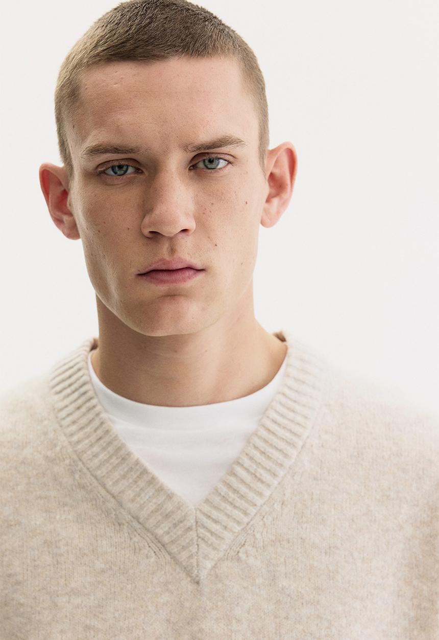 H&M - Regular fit knitted jumper - light beige marl
