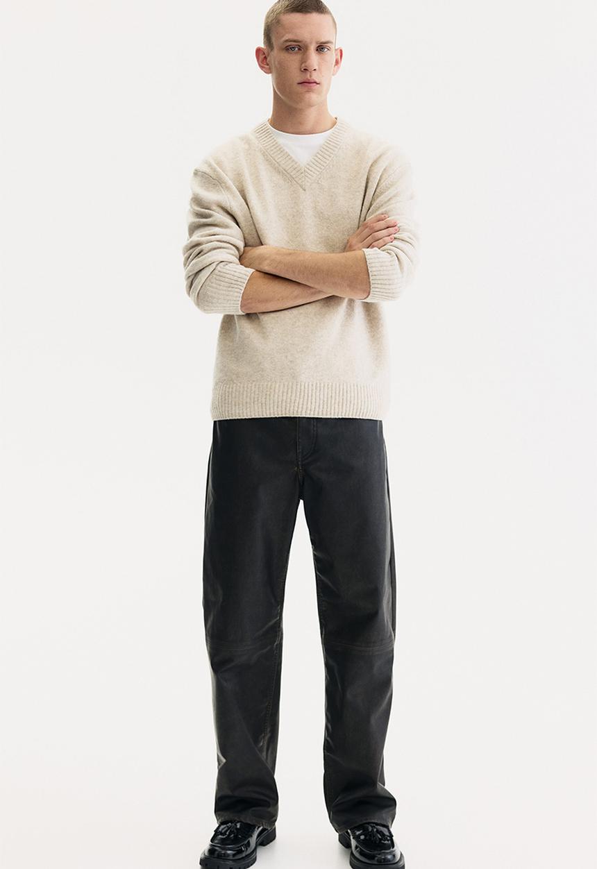 H&M - Regular fit knitted jumper - light beige marl