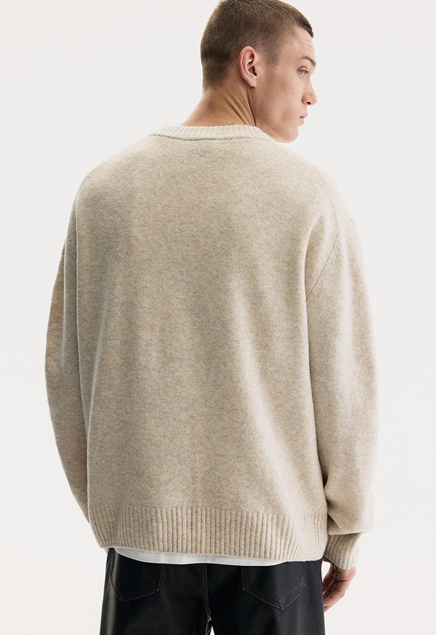 H&M - Regular fit knitted jumper - light beige marl