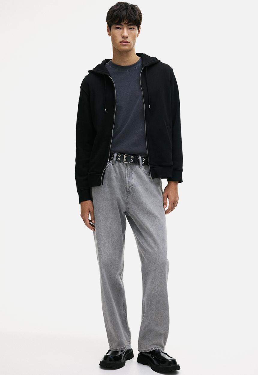 H&M - Regular fit zip-through hoodie - black