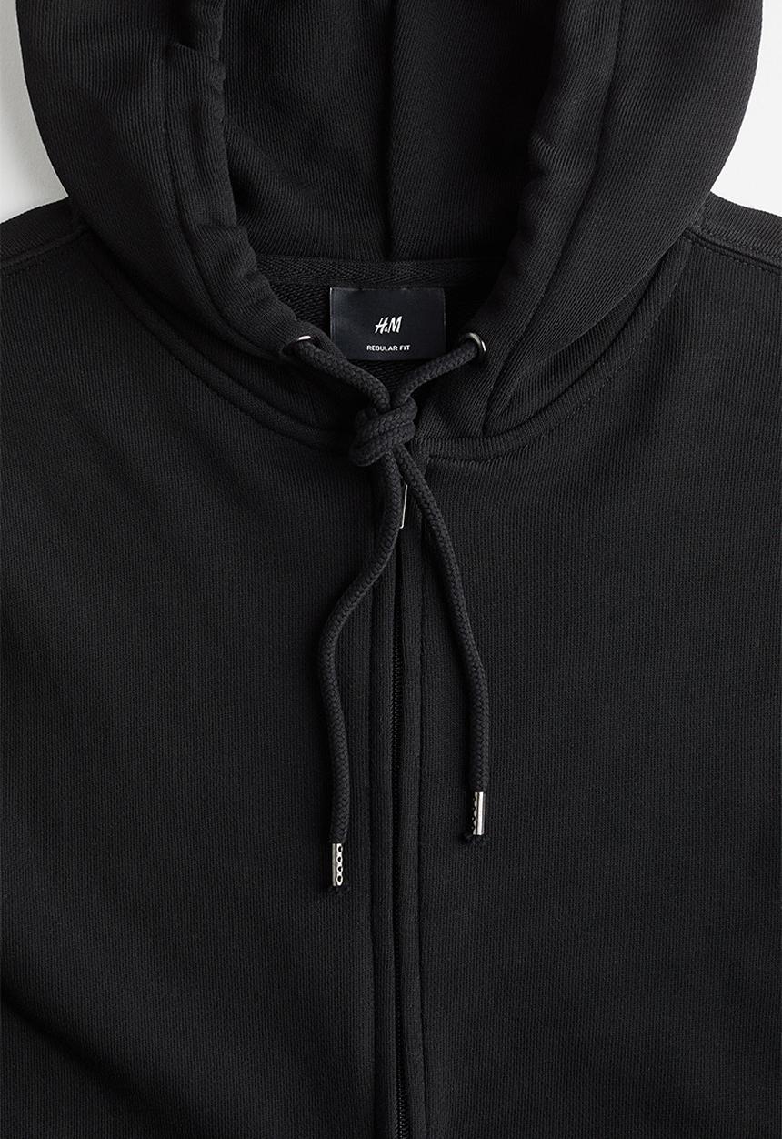 H&M - Regular fit zip-through hoodie - black