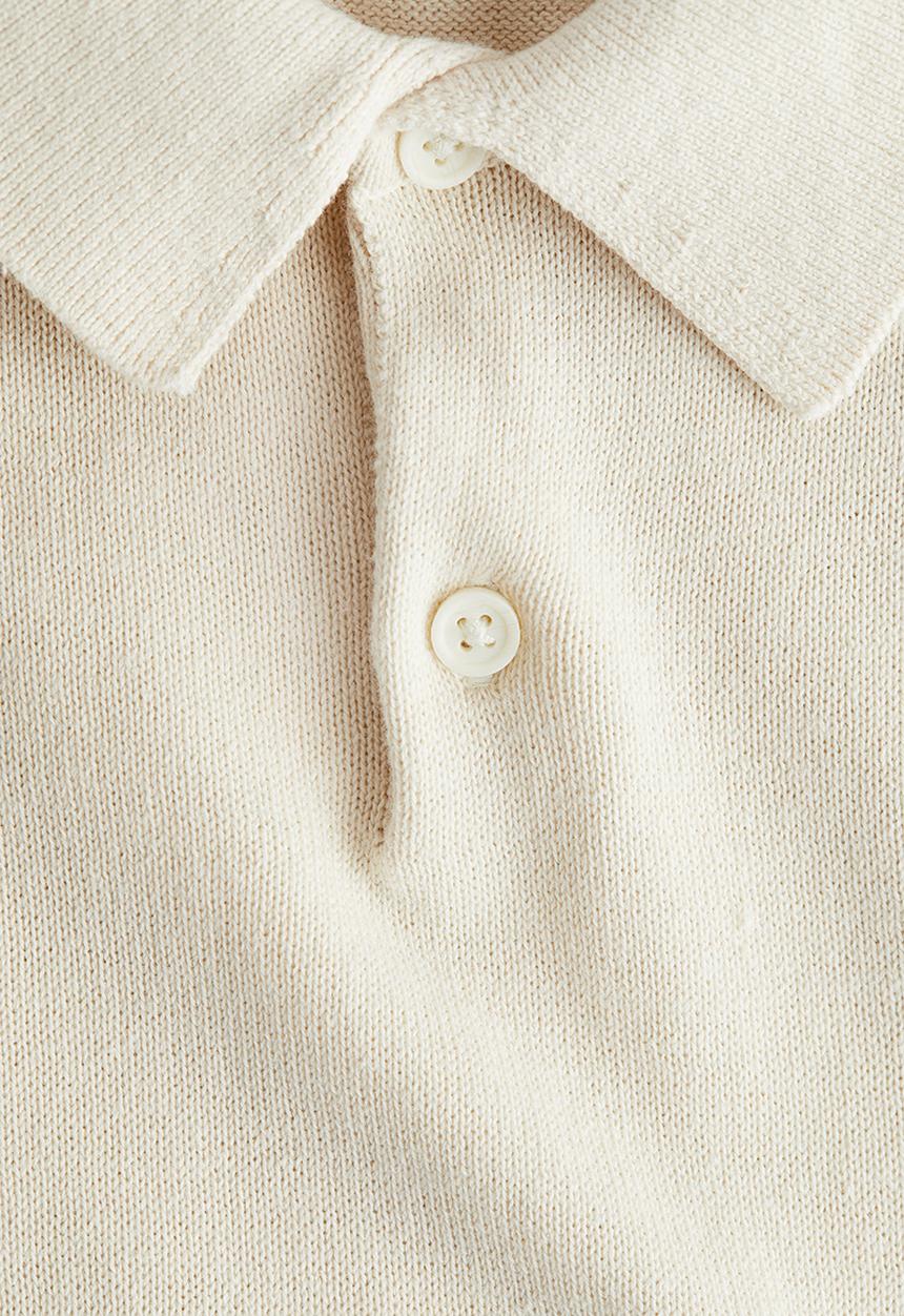 H&M - Fine-knit polo shirt - cream