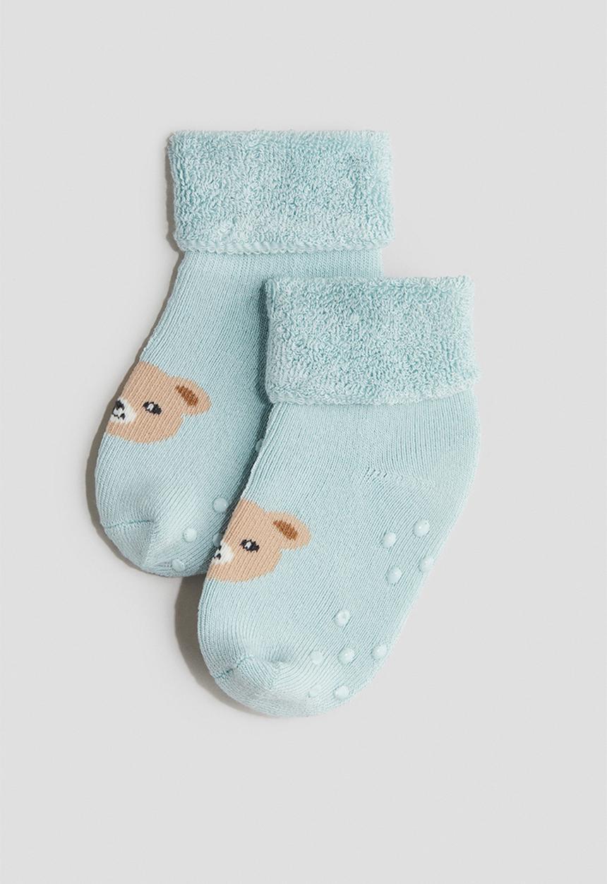 H&M - 3-pack terry socks - turquoise/animals