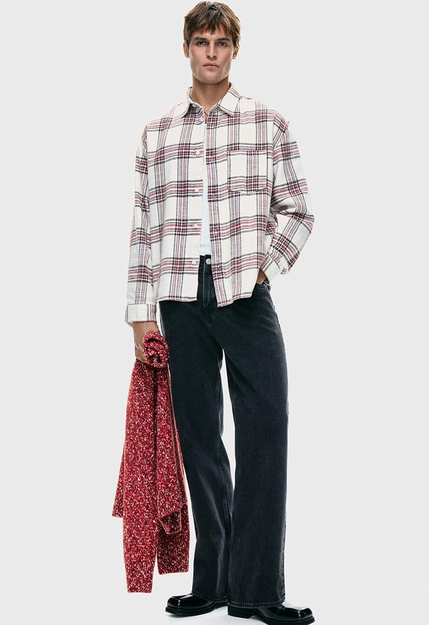 H&M - Relaxed fit shirt - white/checked