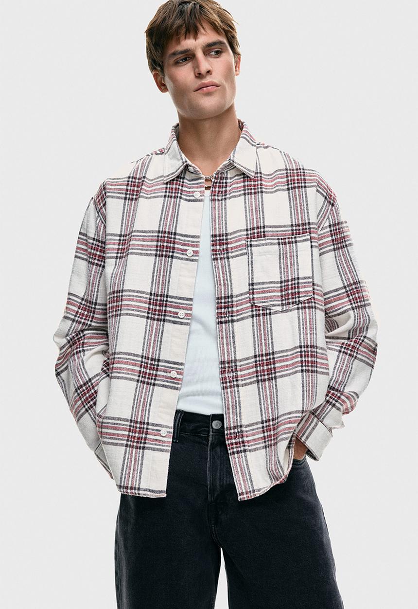 H&M - Relaxed fit shirt - white/checked
