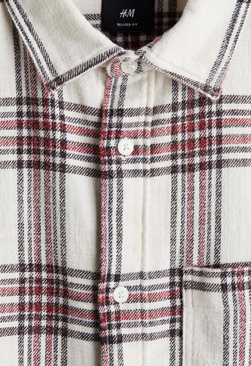 H&M - Relaxed fit shirt - white/checked
