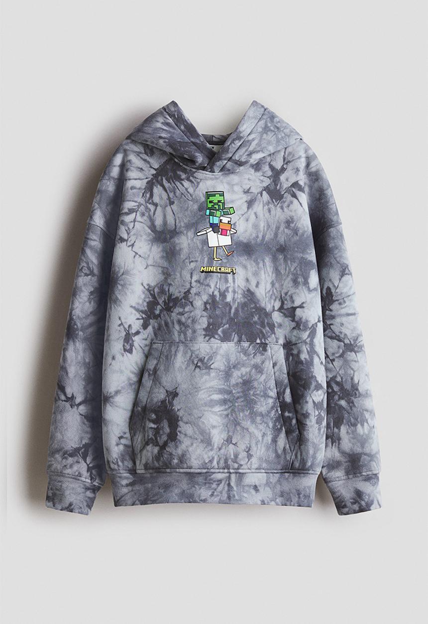 H&M - Printed hoodie - grey/minecraft