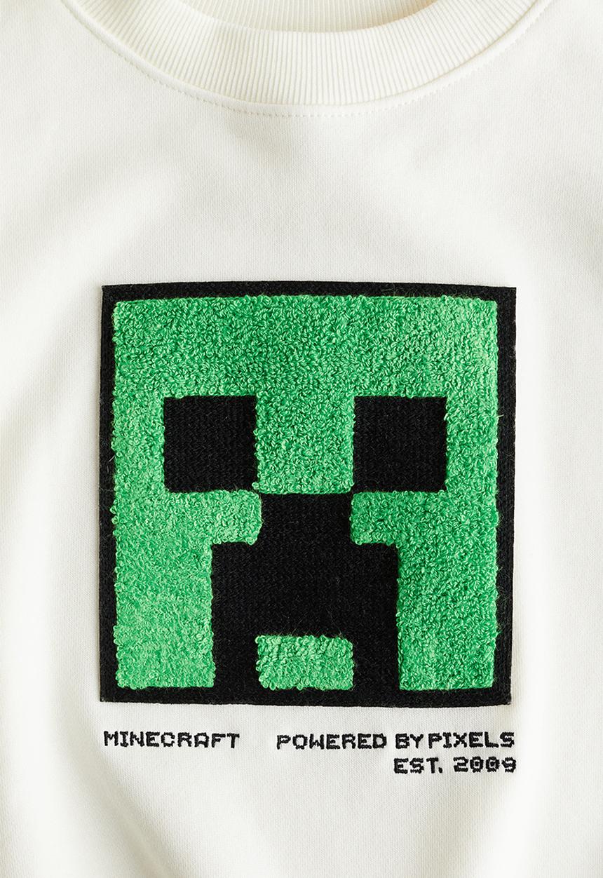 H&M - Oversized printed sweatshirt - white/minecraft