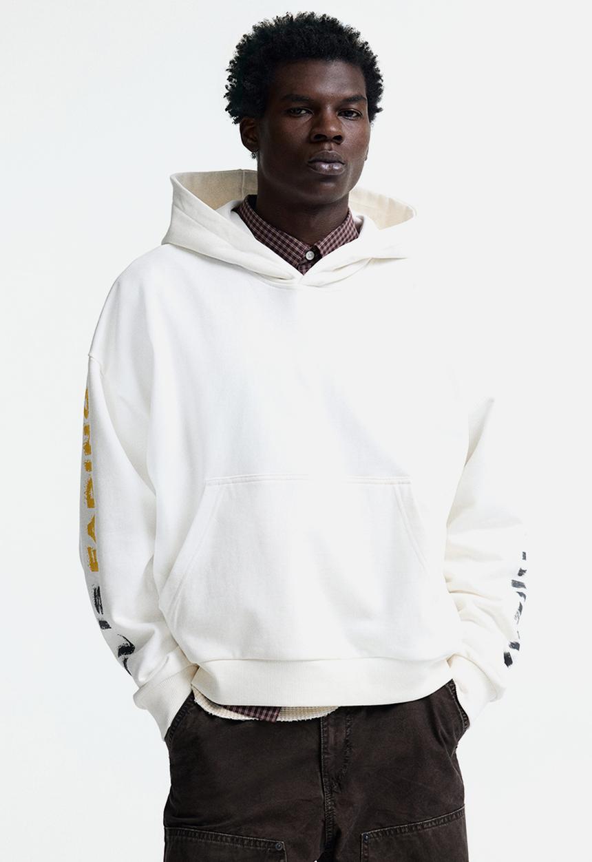H&M - Oversized fit printed hoodie - cream/all is fading