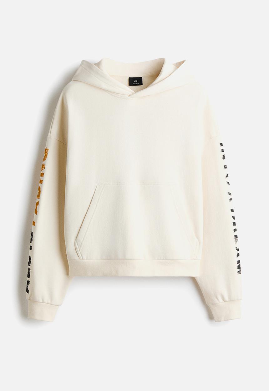 H&M - Oversized fit printed hoodie - cream/all is fading