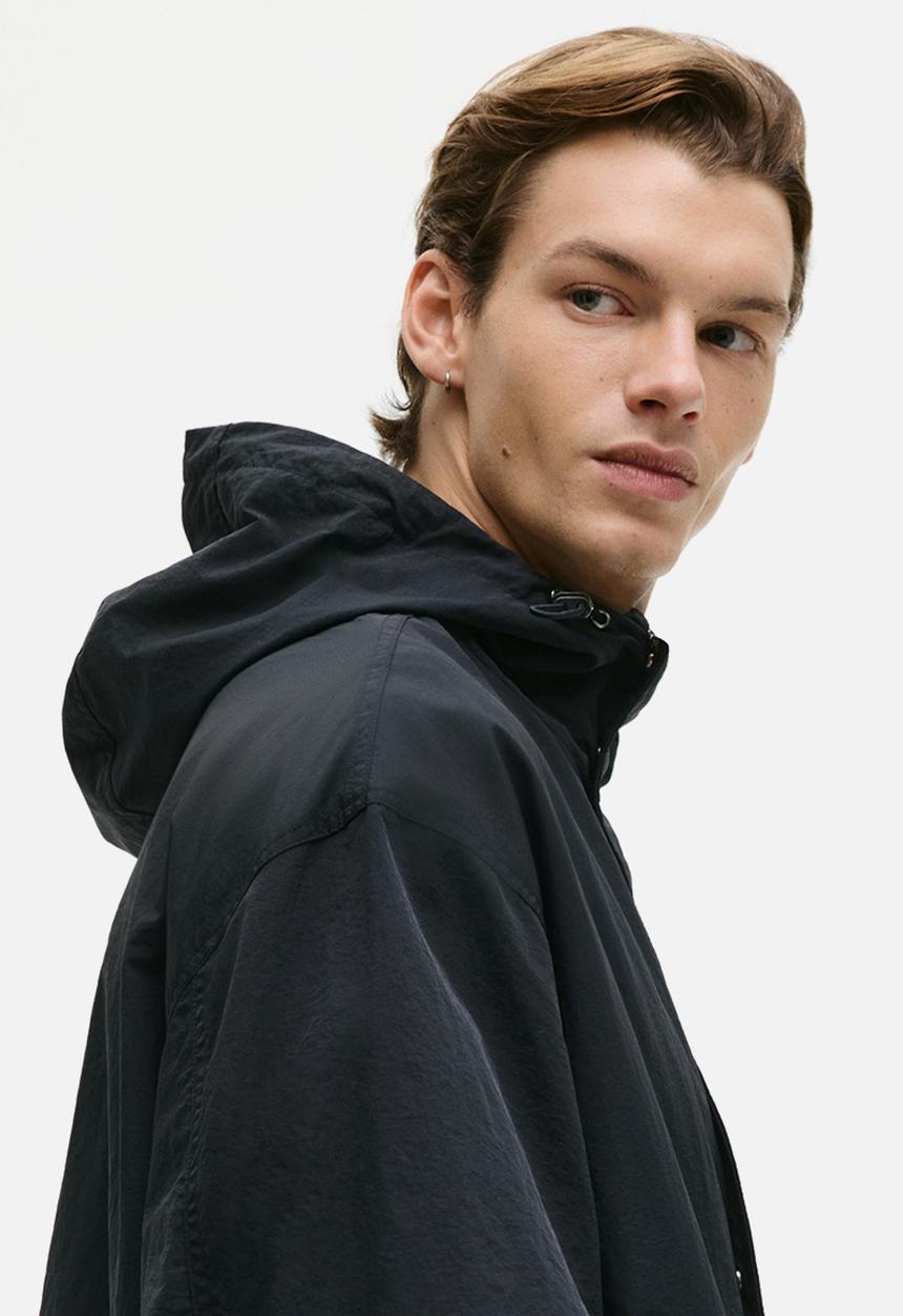 Hooded nylon parka - black - 1296109001