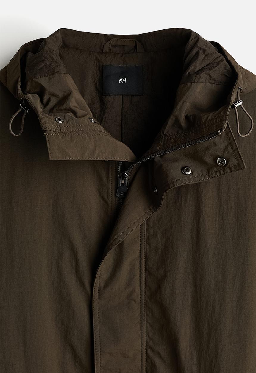 H&M - Hooded nylon parka - dark khaki green