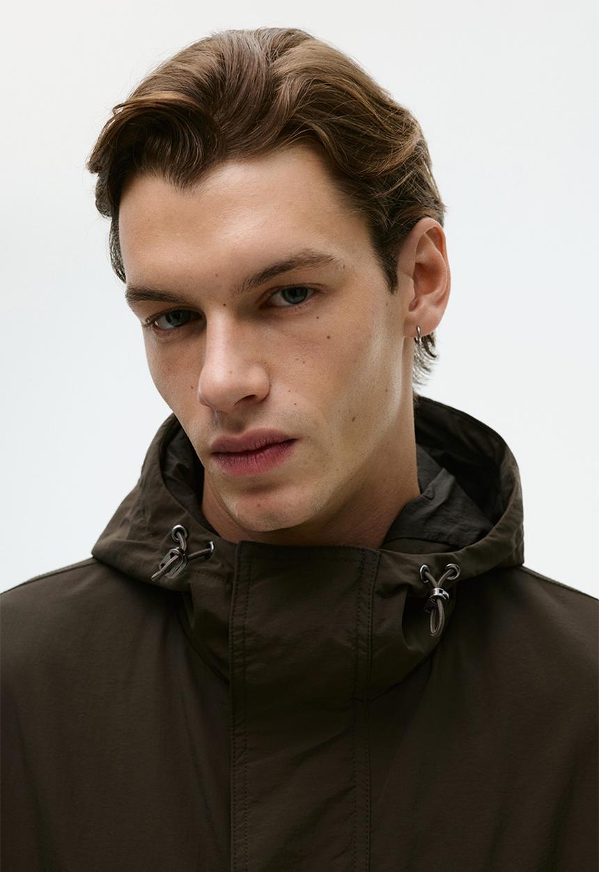 H&M - Hooded nylon parka - dark khaki green
