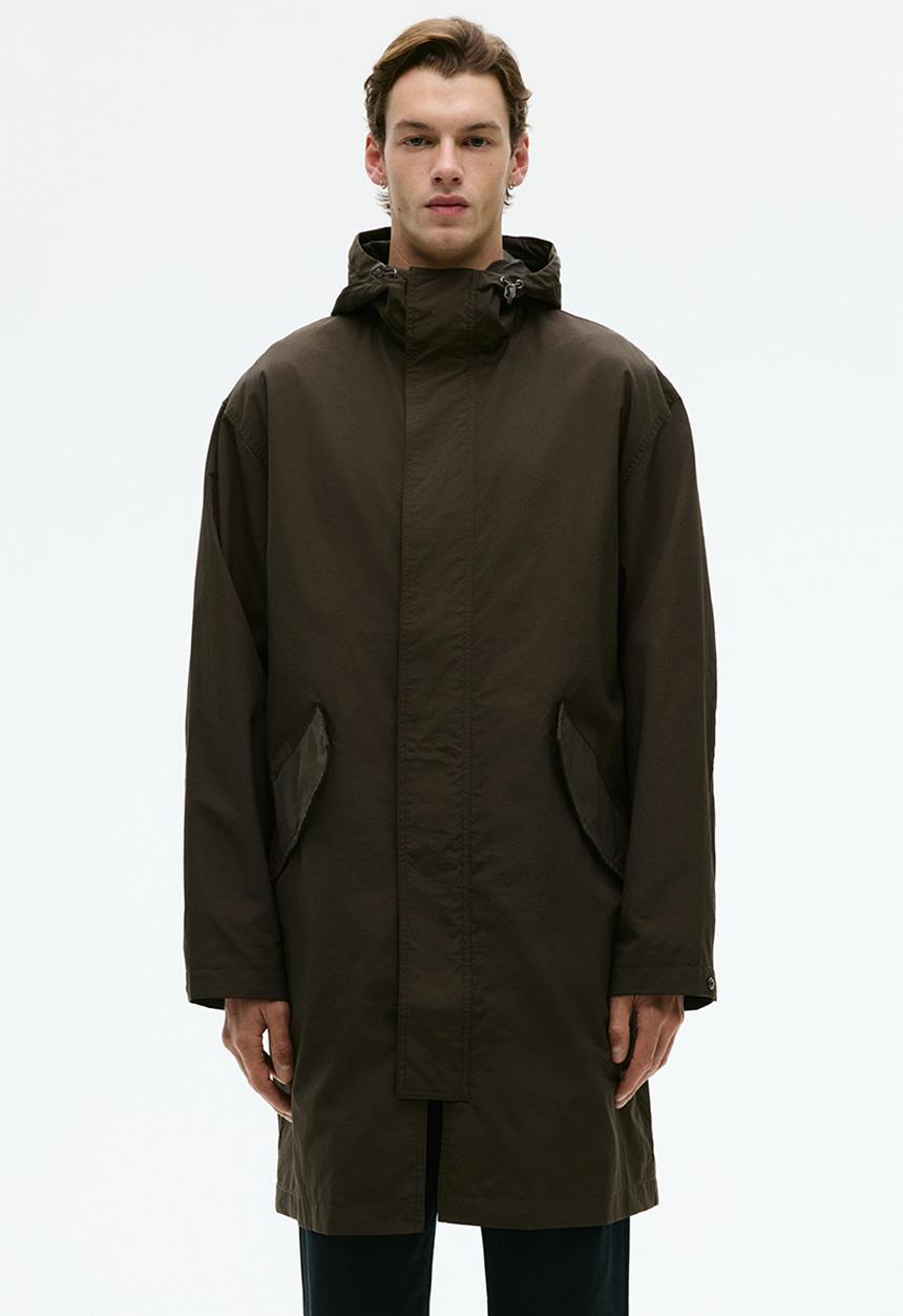 H&M - Hooded nylon parka - dark khaki green