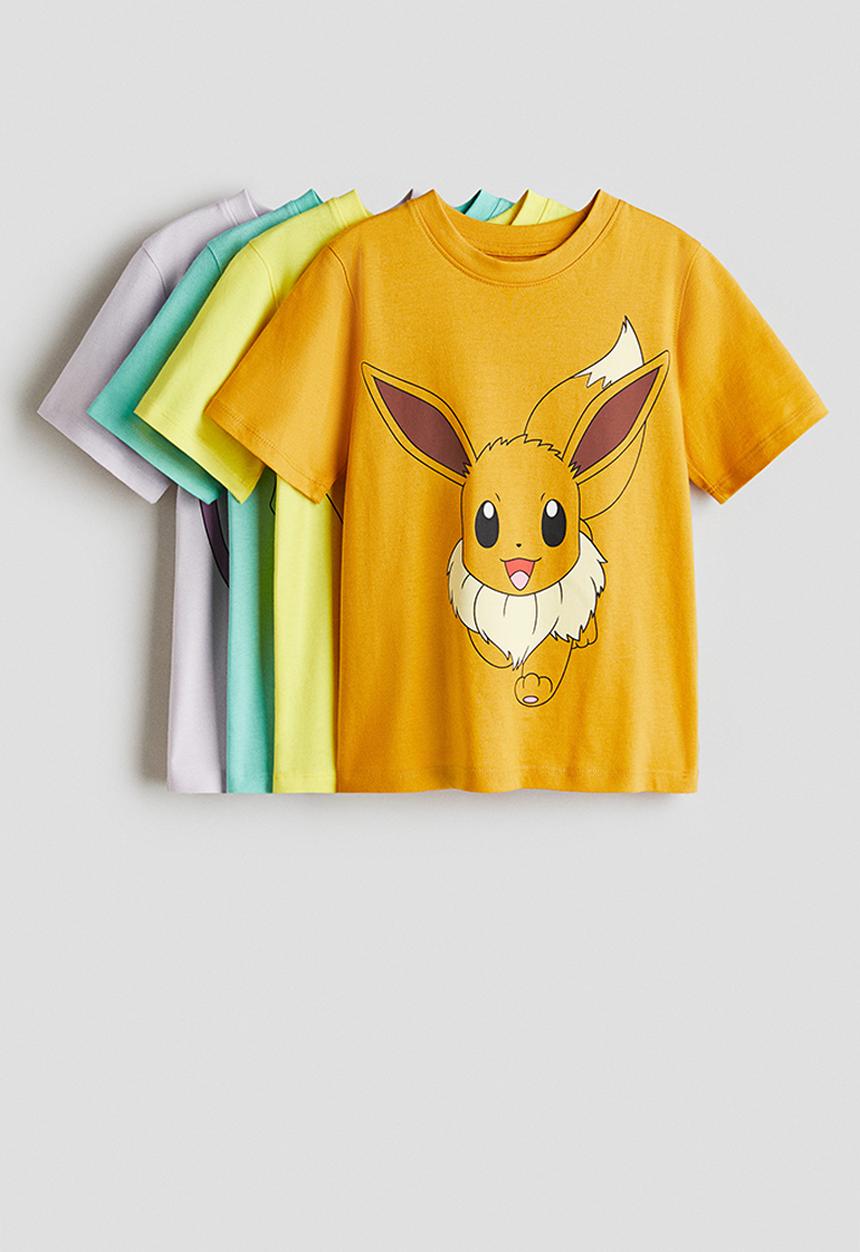 H&M - 4-Pack printed T-shirts - orange/pokemon