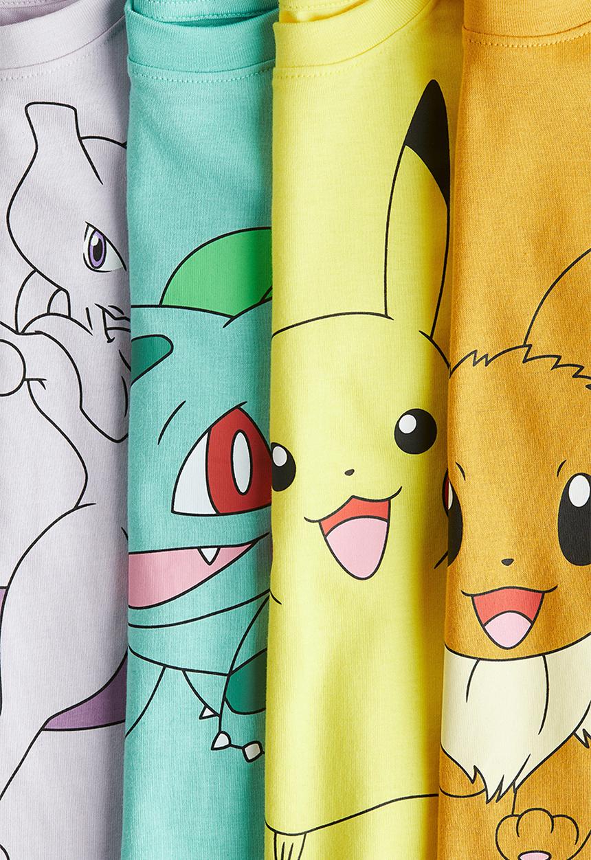 H&M - 4-Pack printed T-shirts - orange/pokemon