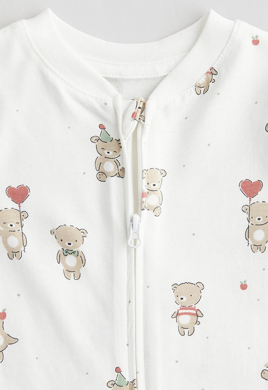 H&M - Patterned sleepsuit - white/teddy bears