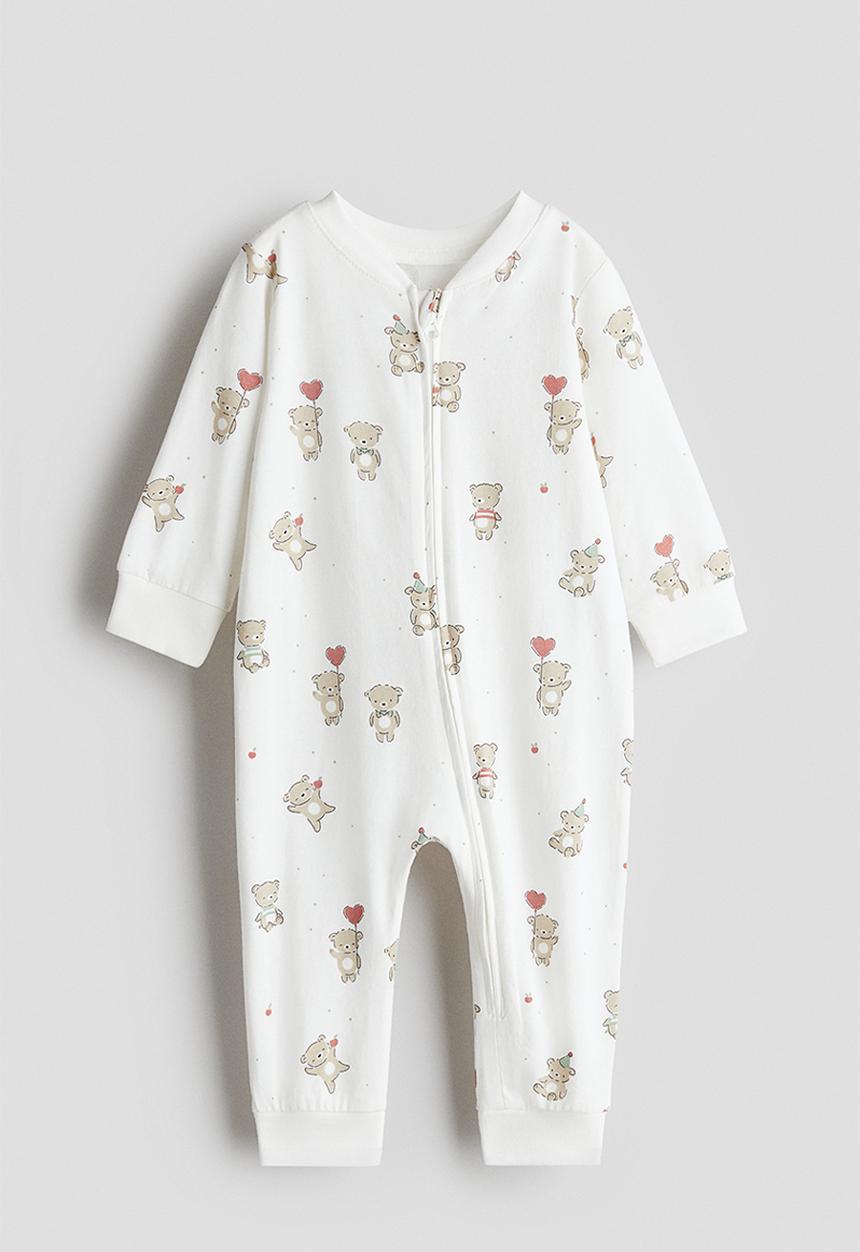 H&M - Patterned sleepsuit - white/teddy bears