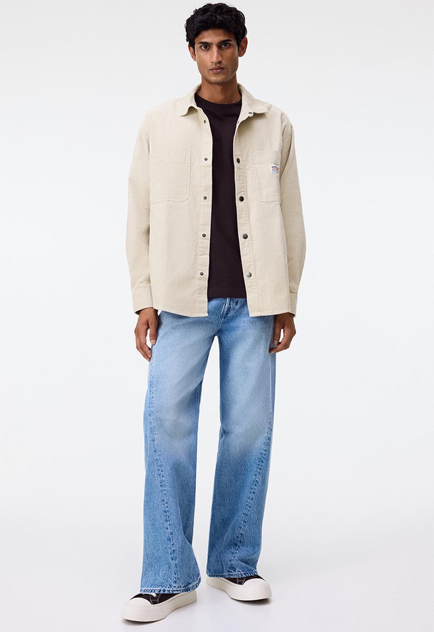H&M - Oversized cotton corduroy shirt - light beige