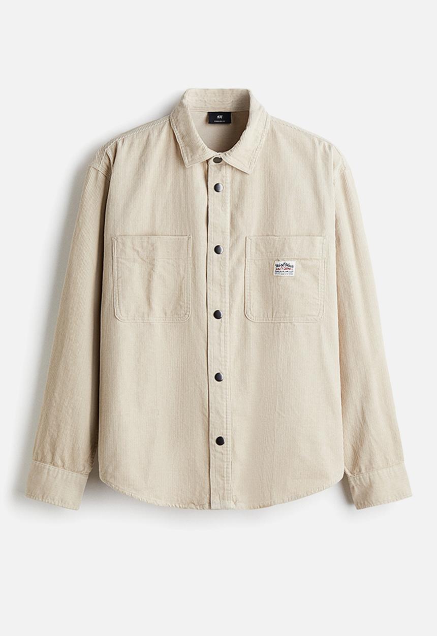 H&M - Oversized cotton corduroy shirt - light beige