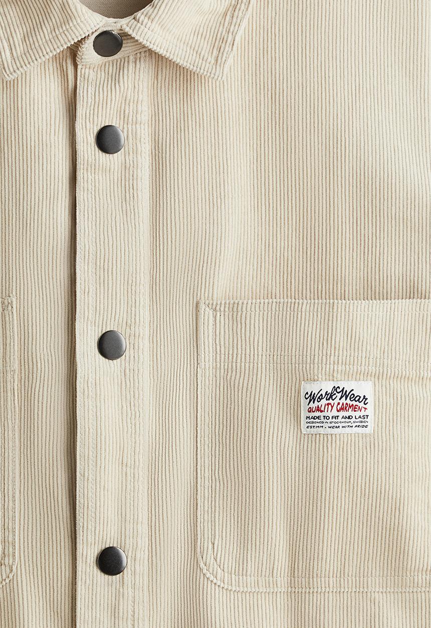H&M - Oversized cotton corduroy shirt - light beige