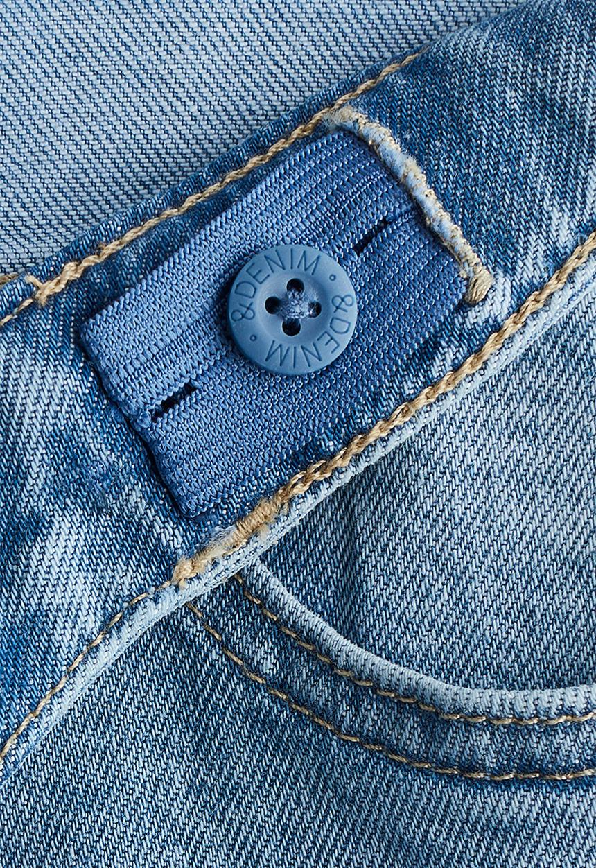 H&M - Relaxed wide leg jeans - denim blue/bow