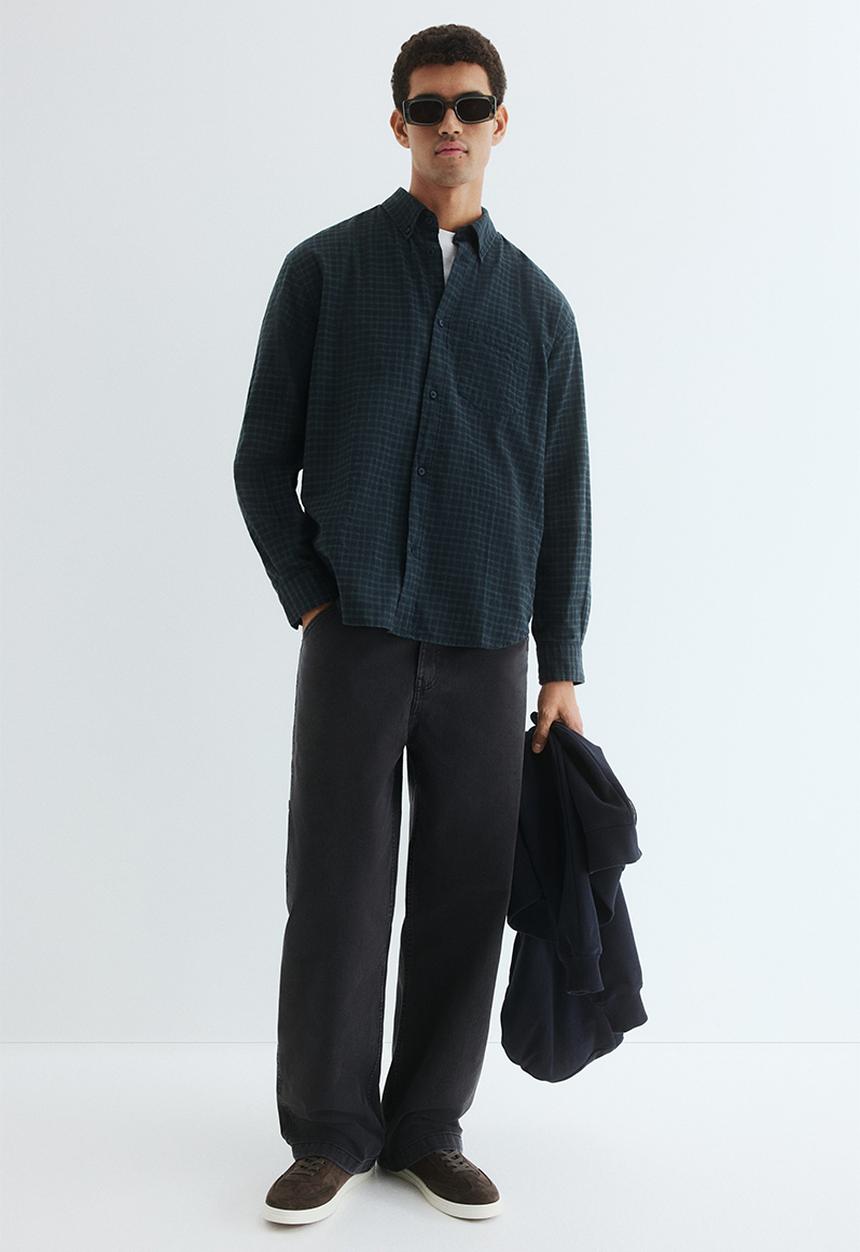 H&M - Loose fit shirt - blue/green checked