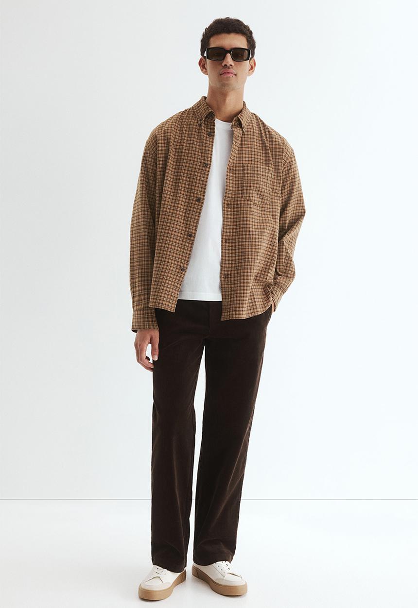 H&M - Loose fit shirt - brown/checked