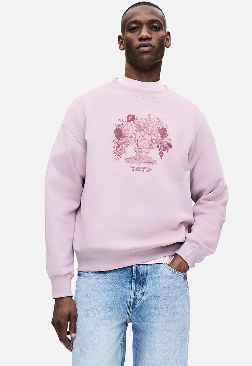 H&M - Loose fit printed sweatshirt - dusty pink/obscura institute