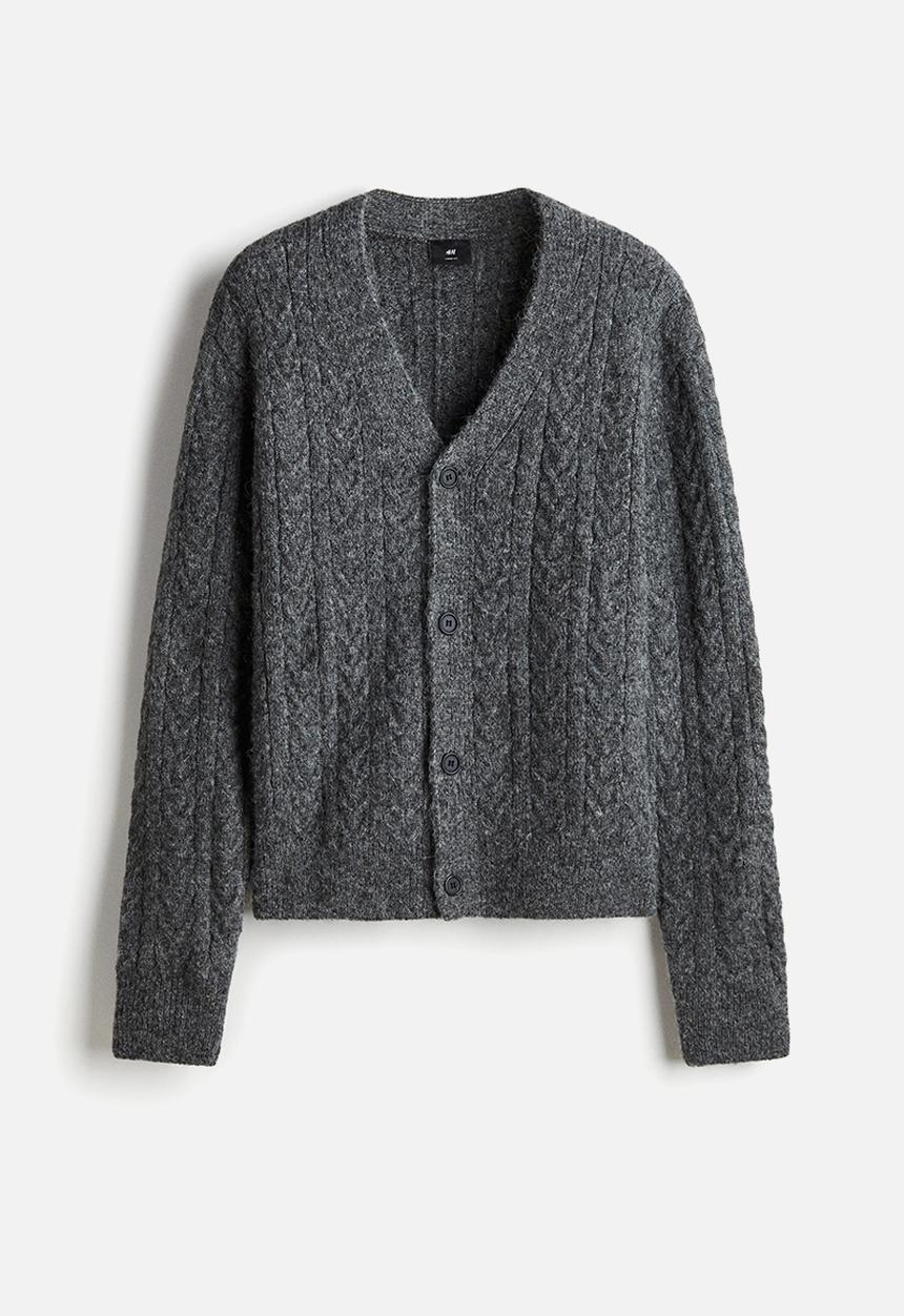 H&M - Loose fit wool-blend cardigan - dark grey marl