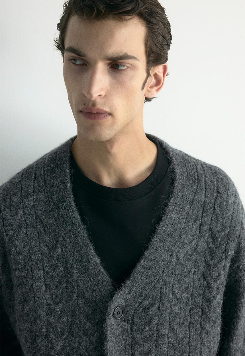 H&M - Loose fit wool-blend cardigan - dark grey marl