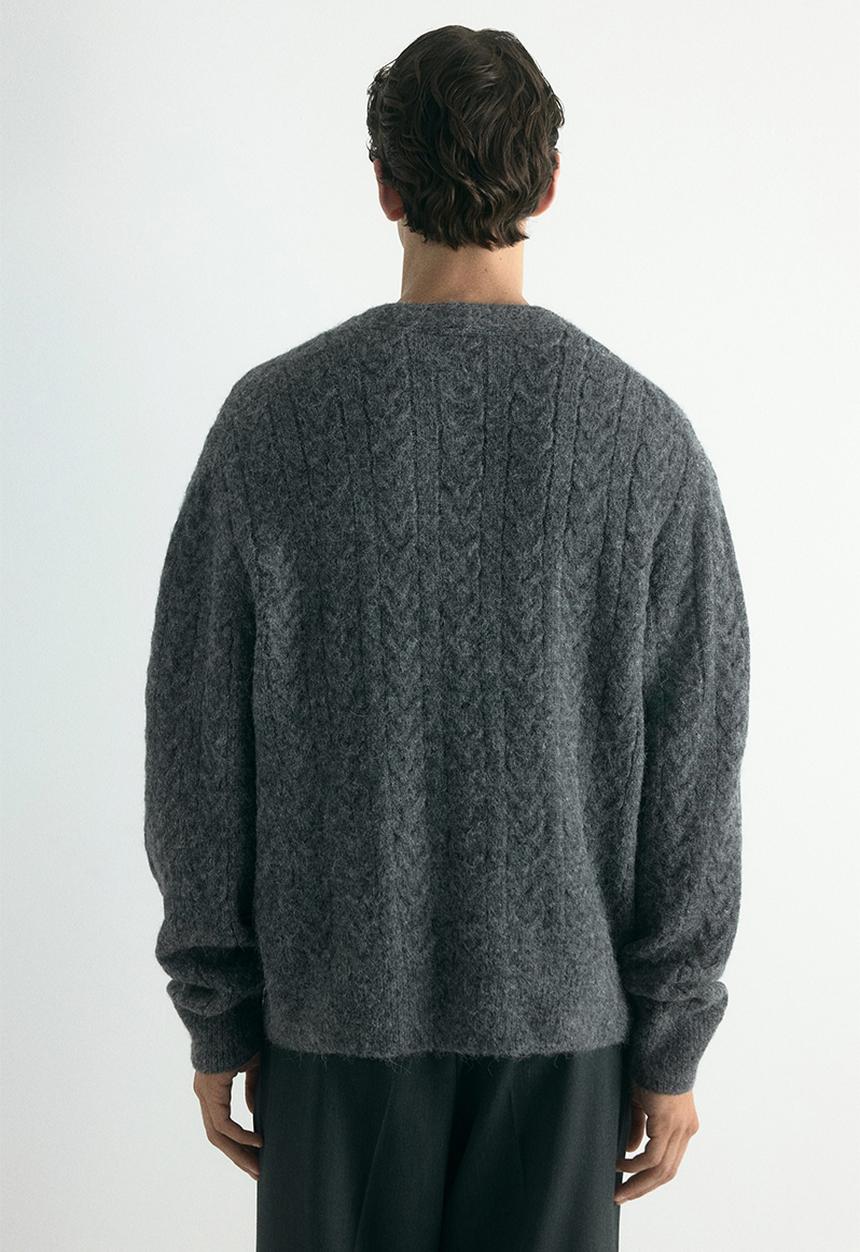 H&M - Loose fit wool-blend cardigan - dark grey marl