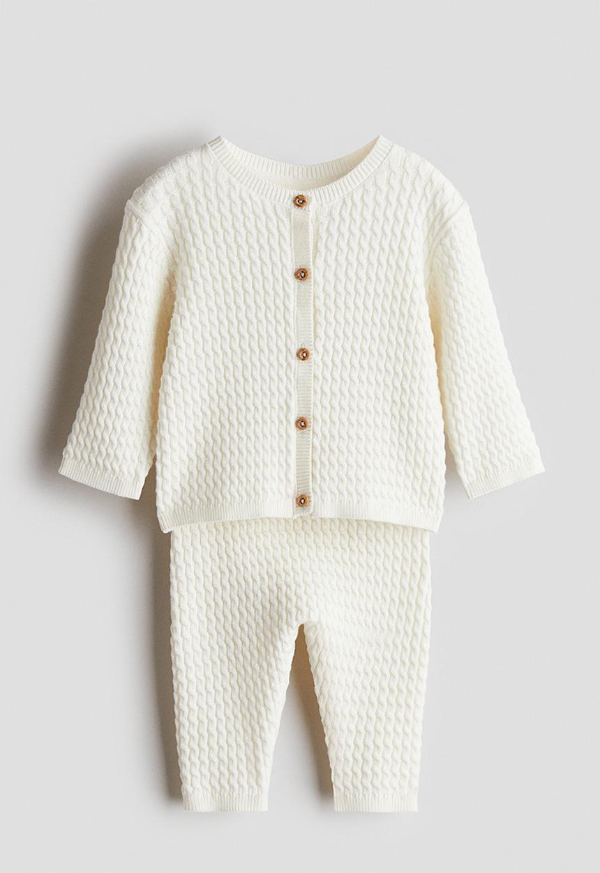 H&M - 2-piece fine-knit set - white