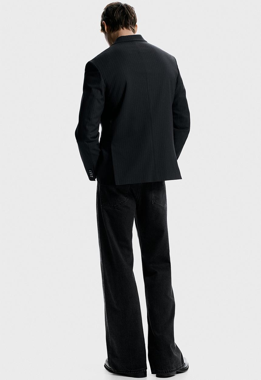 H&M - Relaxed fit jacket - black/pinstriped