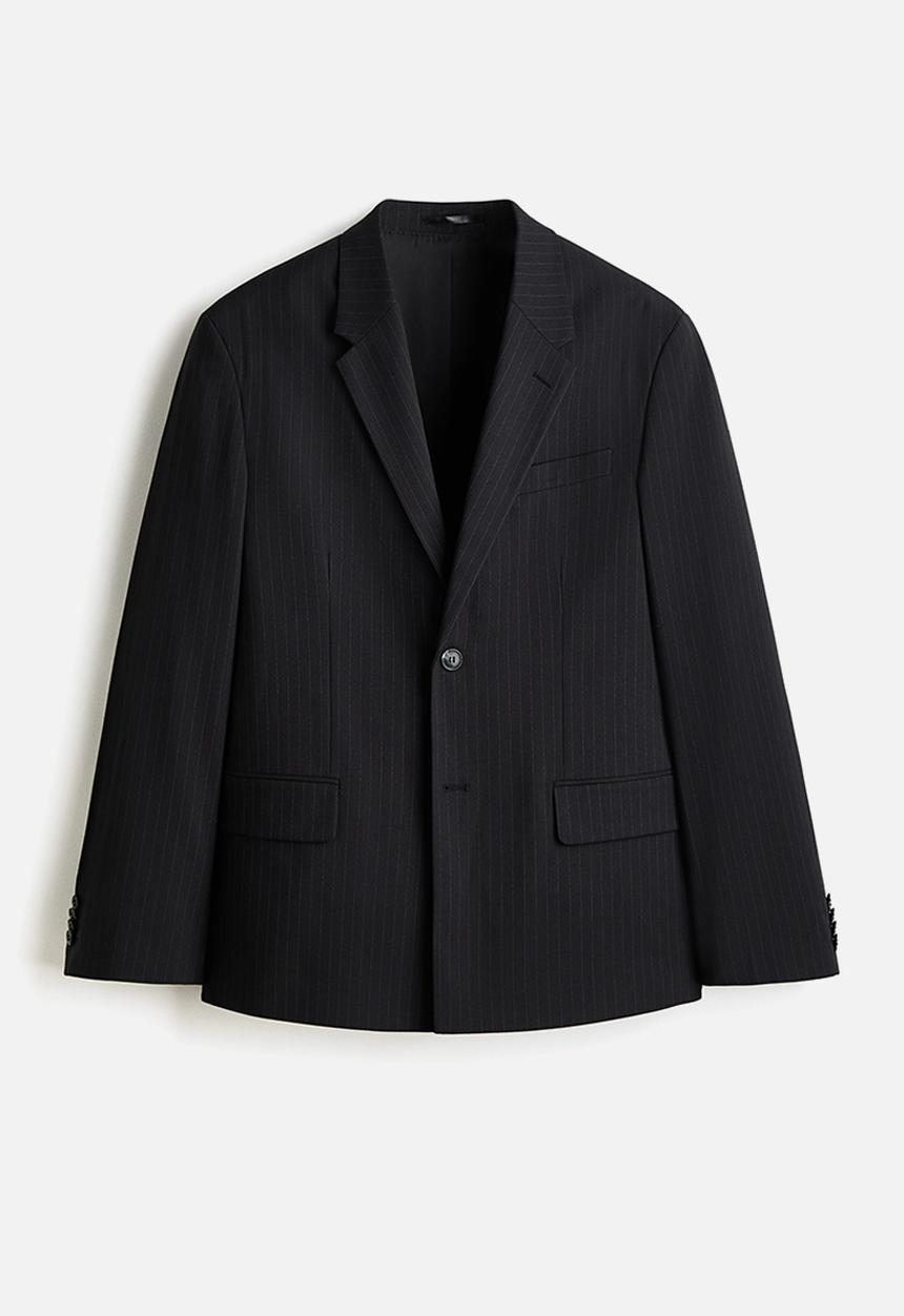 H&M - Relaxed fit jacket - black/pinstriped