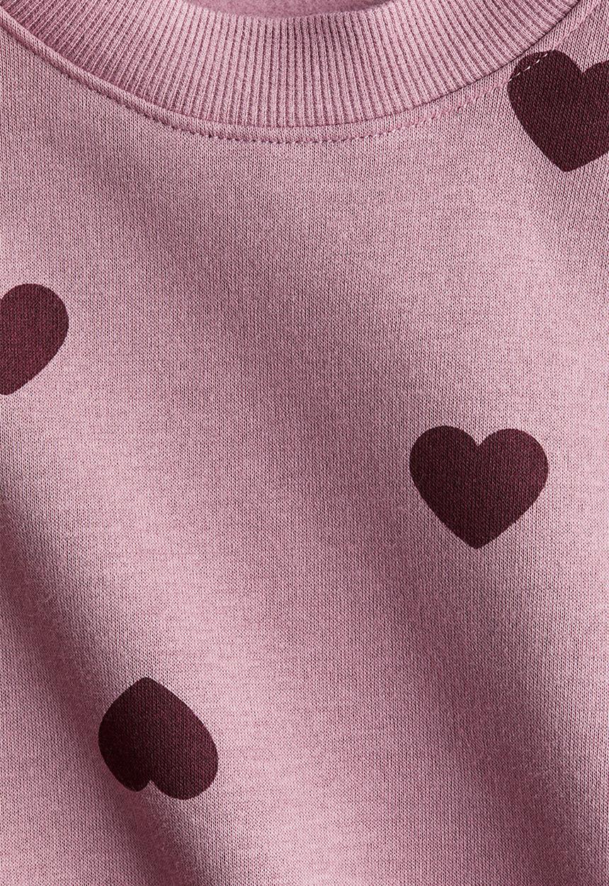 H&M - Oversized brushed-inside sweatshirt - purple/hearts