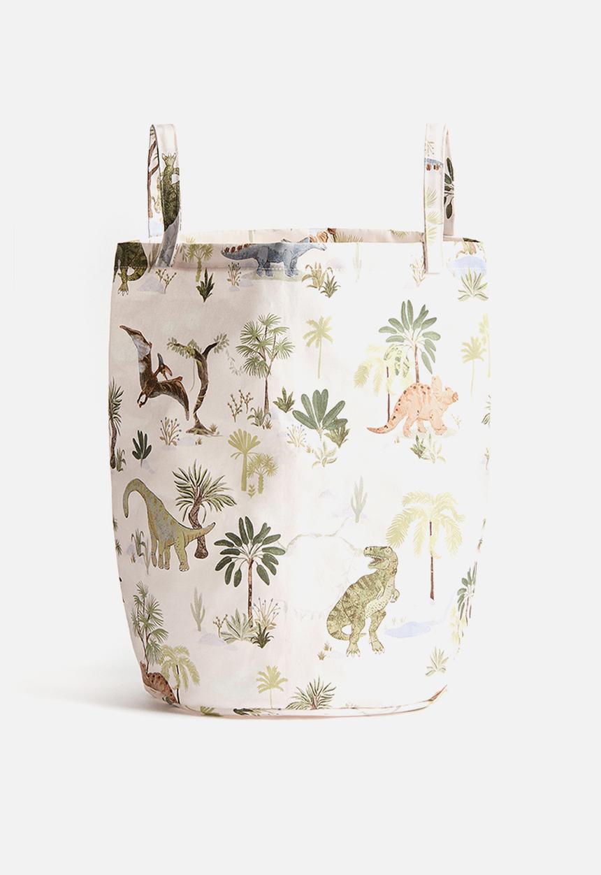H&M - Printed storage basket - white/dinosaurs