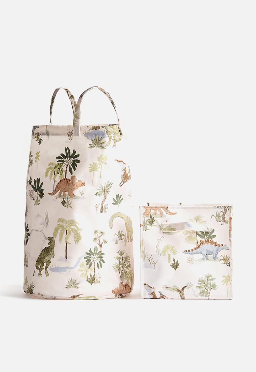 H&M - Printed storage basket - white/dinosaurs