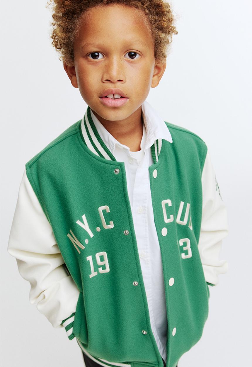 H&M - Motif-detail baseball jacket - green/n.y.c club