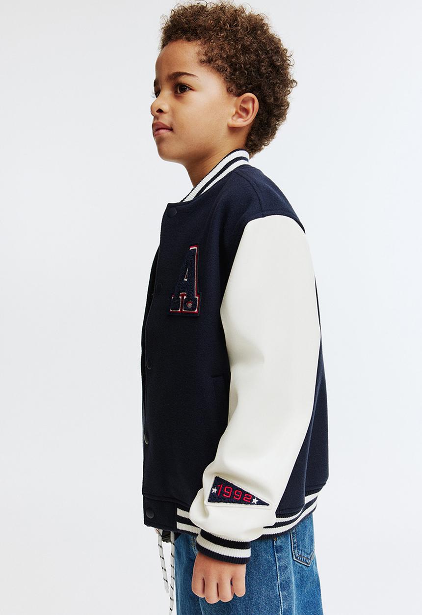 H&M - Motif-detail baseball jacket - navy blue/new york city
