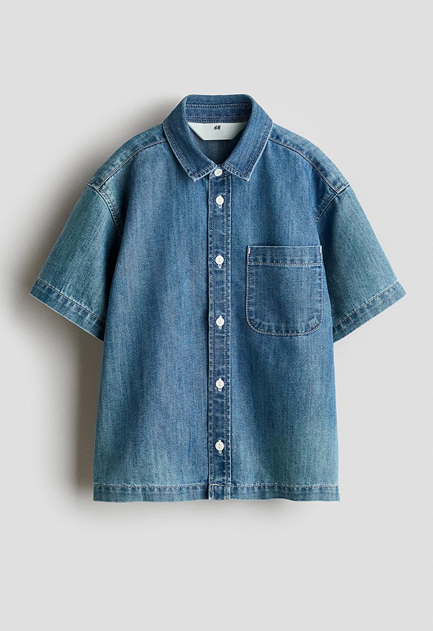 H&M - Loose-fit denim shirt - denim blue