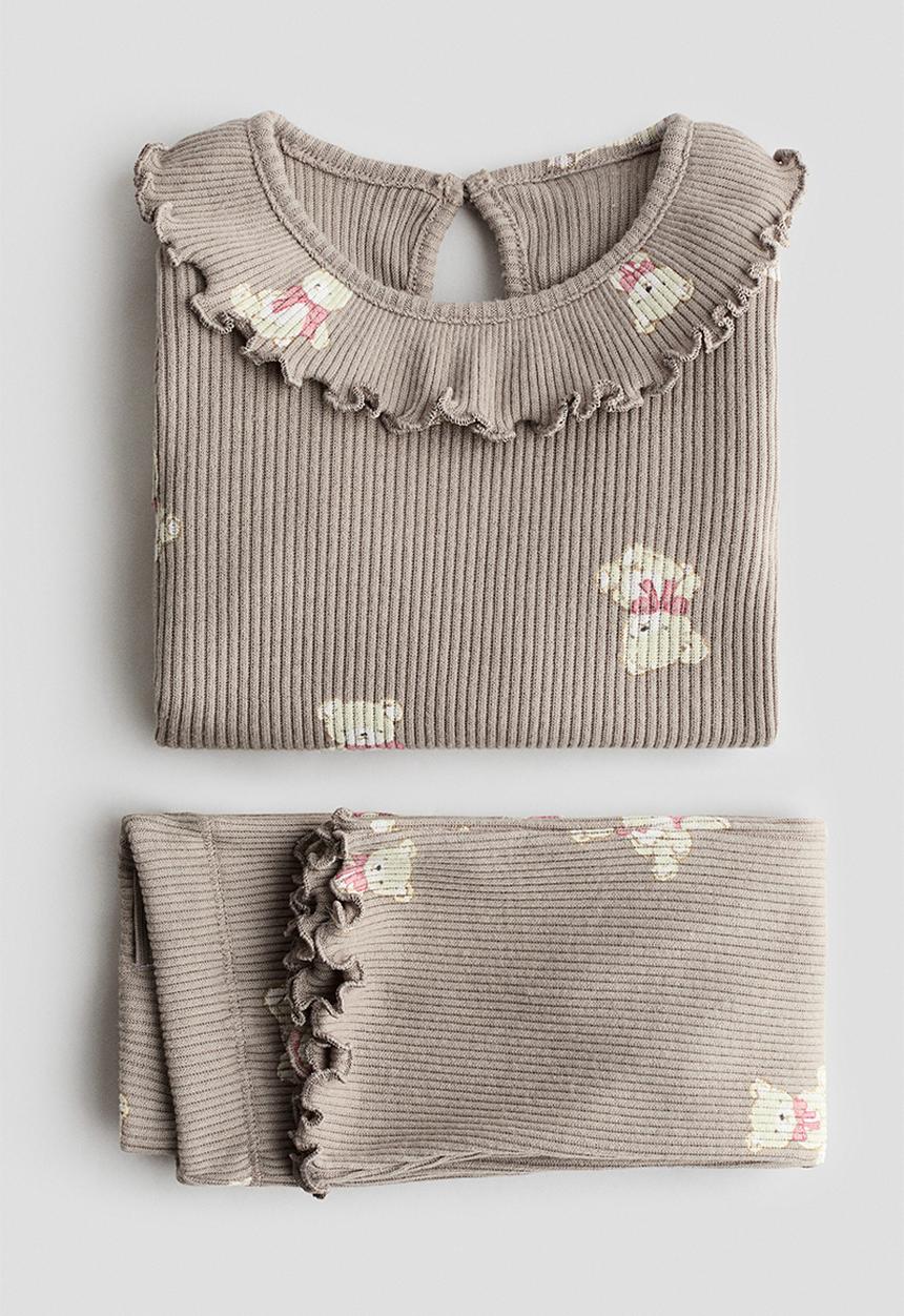 H&M - 2-Piece printed set - beige/teddy bears