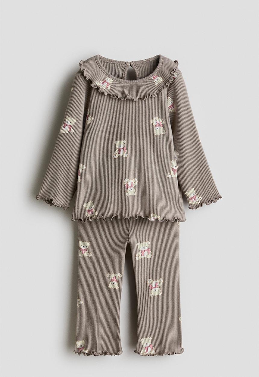 H&M - 2-Piece printed set - beige/teddy bears