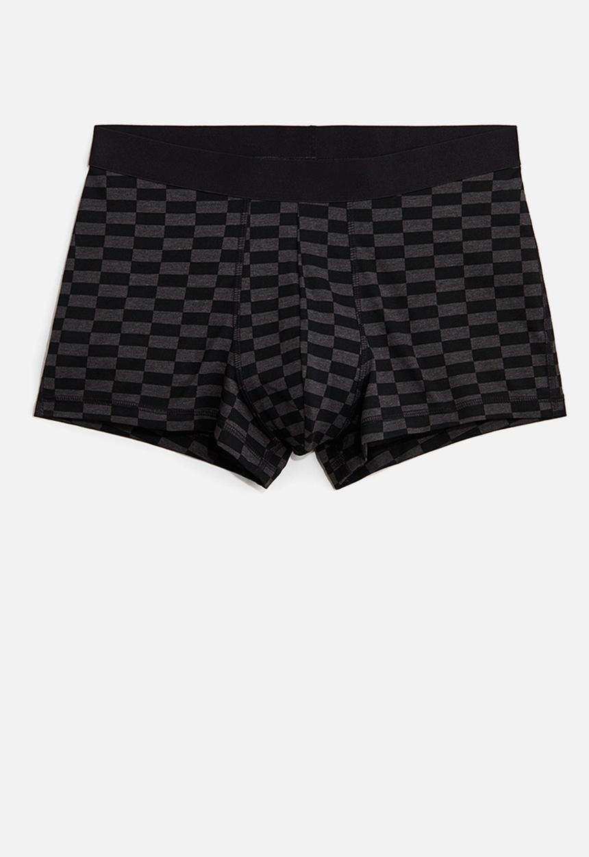 H&M - 3-pack short cotton trunks - dark grey marl/checked