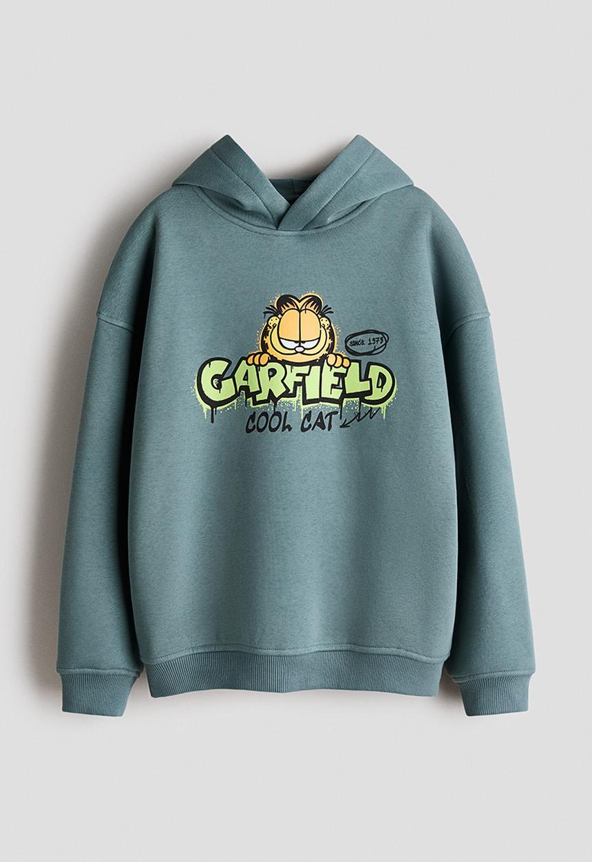 Print-motif hoodie - turquoise/garfield - 1333541001